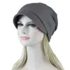 Mütze Winter Warm Turban Frau Herbst Winddicht Baumwolle Lila Beanie Mütze Einfarbig