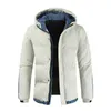 Mens Down Parkas Winter Coats Thick Slim Solid Color Hooded Zipper Open Stitch Full Sleeve Warm Casual Down Jacket 220902