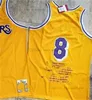 Üniversite Basketbol Giyiyor Gerçek Dikişli Retro Basketbol Formaları #8 Jersey Sarı Beyaz Siyah Mavi Adam S-XXL