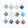 Natural Stones Pyramid Pendants Square Reiki Purple Crystal Opal Aventurine Turquoise For Jewelry Making BN465