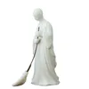 Decorative Objects Figurines Pure White Zen Chinese Ceramic Figure Sweeping Monk Whiteware Porcelain Home Decoration Accessories for Living Room Gift T220902