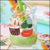 Party Favor Enamel Cactus Keychains Women Succent Potted Keychain Beach Style Hat Rings Creative Car Key Holder Cute Finder Bag 114 S Dhwce