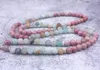 Bracelets de charme 8mm Rodocrose natural com contas de fita fosca Amazonite Strandes Lotus OM Buddha Yoga 108 Colar de Mala