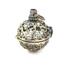 Pendentif Colliers Vintage Boule Ronde Creux Filigrane Médaillon Cage Huile Essentielle Diffuseur DIY Résultats Bronze Antique Laiton Brossé 31x25mm