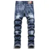 Slim Fit Elastyczne chude dżinsy 2022 Autumn Casual Cotton Denim Spodni Nowe uliczne spodnie drukowane Mid-Pistist Pantalones