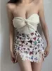 Skirts Retro TVVOVVIN Print Butterfly Bow Split Lace Elegant Slim Hip Sexy Mini Skirt Sweet Korean Women Cute Girl F54T