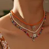 Tour de cou 321 bohème multicouche pendentif collier à la main perle de rocaille étoile lune papillon femmes Bijoux Bijoux cadeau 2022