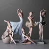 Decorative Objects Figurines Nordic Style Resin Cute Ballet Girl Figurines Room Decor Ornament Ballerina Sculpture Modern Art Home Living Room Decoration T220902