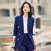 Women's Two Piece Pants Ladies Formal Office Lady Pantsuits For Women Business Work Wear Long Sleeve Autumn Winter Blazers Professional