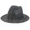 Bérets Fedora Chapeau Femmes Hommes Serpent Imprimer Large Bord Panamas Bleu Jaune Noir Chapeaux Feutrés En Plein Air Casual Jazz Caps Hiver