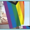 Banner Flags Rainbow Rec Flag Cloth Striped Banner Iridescence Two Copper Rings Corner Flags Outdoor Decor High Quality 12Tk G2 Drop Dhrwu