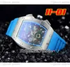 2022 11-01 A21J Automatic Mens Watch Steel Case Skeleton Dial Big Date Blue Rubber Strap 6 Styles Watches Puretime D4