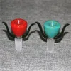 Glasblumenschale mit 14 mm 18 mm männlichen Wasserpfeifen, rot, blau, gelb, bunt, dick, Pyrex-Bongschalen zum Rauchen von Wasserpfeifen