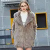 Women's Down Parkas Fur-like Furry Coat Women's Fur-like Long Suit Collar Slim Winter Grey Coat For Women Fur Parkas T220902