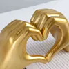 Decorative Figurines Nordic Love Heart Gesture Sculpture Home Decoration Live Statue Figurines Wedding Ornaments for Living Room D3079