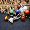 Colliers pendants pierres de pierre de gemm naturel 14 mm rond Améthystes lapis rose quartz cristal pendule pour femmes bijoux cadeau de Noël reiki