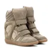 -box أحذية Isabel Bekett الجلدية ومصمم الأزياء من جلد الغزال الكلاسيكي Marant Highting Leather Height Shoes254g