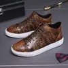 Boots Men Shoes British Ankle Classic Flat Heel Round Toe Lace Up Crocodile Pattern PU Fashion Casual Street Daily AD
