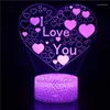 Stringhe San Valentino Amore Rose Boy Girl Friends Flower System Luci notturne 3D Regali Lampada da tavolo Ackle Led Visual Atmosphere