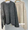 Women's Sweaters Woman Beige Grey Boxy Alpaca Wool Blend Knits Round Neck Oversized Jumper Drop Shoulder Long SLeves LOOSE 2022 Winter