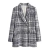 Women's Down Parkas Xikom Autumn Plaid Textured Tweed Women Jacket Pocketslong Sleeve Blazer Women Office Lady Slim Blazer Jacket Coat For Women T220902