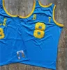 O basquete universitário usa densos camisas de basquete retrô de bordados #24 #8 Jersey Amarelo Branco Black Man Tamanho S-xxl