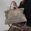 Kvällspåsar högkvalitativa kvinnor pu lether handväskor stor kapacitet axel messenger modedesigner damer rivet tote crossbody väska