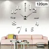 Horloges murales bricolage grands chiffres 3D horloge Surface miroir autocollant décor de bureau à domicile décorations d'art moderne