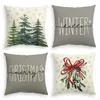 Travesseiro de travesseiro Feliz Natal ￁rvore Hello Winter Throe Ers 18 x polegadas Mistletoe Pine Spruce Holiday Cushion Decoration for Sof￡ BDesybag AM5HY