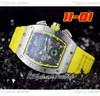 2022 11-01 A21J Automatyczne męskie zegarek stalowa obudowa czarna szkielet wielki data żółty gumowy pasek 6 Style zegarki Pureteme A1
