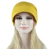 Mütze Winter Warm Turban Frau Herbst Winddicht Baumwolle Lila Beanie Mütze Einfarbig