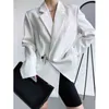 Women's Down Parkas 2022 Spring Autmn Women BlazersターンダウンカラーメタルバックルデザインルーズカジュアルスーツコートファッションCasaco Feminino Tops T220902