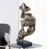 Dekorative Objekte Figuren Silence is Gold Statue Harz Abstraktes Gesicht Skulptur Kunst Handwerk Wohnzimmer Büro Heimdekoration Ornamente T220902