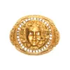 Кольца-кластеры Унисекс Нержавеющая сталь 316L Прохладный чистый камень King Skull Gold-Color Medusa Est Ring