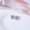 Sterling Silber Funkelnder Glücksklee Ohrstecker Damen Mädchen Hochzeitsschmuck mit Original Box Set für Pandora CZ Diamant Ohrringe