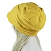 Mütze Winter Warm Turban Frau Herbst Winddicht Baumwolle Lila Beanie Mütze Einfarbig