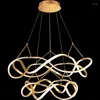 Lampes suspendues Style européen personnalité moderne salon lumière luxe doré ligne créative Art salle à manger lumières WF
