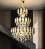 Duplex Loft Hollow Villa Crystal Stor ljuskrona Post-Modern Living Room Hotel Lobby Light Luxury Pendant Light