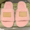 High Quality Designer Slippers Womens wool Slides Winter fur Fluffy Furry Warm letters Sandals Comfortable Fuzzy sheet Girl Flip Flop 35-44