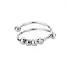 Pierścienie klastra okrągłe fidget koraliki dla kobiet obracają się swobodnie antypresyjne lęk przed stresem pojedynczy pierścień spiralny dar Jewlery Femme