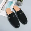 Sandals Half Slippers Men Shoes Breathable Toe Cap Slingback PU Stitching Belt Buckle Fashion Casual Daily AD148