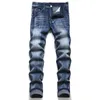 Slim Fit Elastyczne chude dżinsy 2022 Autumn Casual Cotton Denim Spodni Nowe uliczne spodnie drukowane Mid-Pistist Pantalones