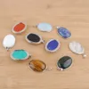 Natural Stone Pendant Oval Bead For Necklace Jewelry Making Rose Quartzs Agates Amethysts Lapis Lazuli BN471