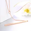 Pendentif Colliers Double Juste Simple Y Style Chaîne Longs Pendentifs Or Rose Couleur Bande Bar Bijoux Pour Femmes DFN601