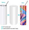 US STOCK STRAIGHT 20oz Sublimation Tumblers with Straw Stainless Steel Water Bottles Double Insulated Cups Mugs for Birthday Party Gifts 903