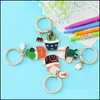 Party Favor Enamel Cactus Keychains Women Succent Potted Keychain Beach Style Hat Rings Creative Car Key Holder Cute Finder Bag 114 S Dhwce