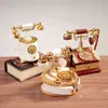 Decorative Objects Figurines Retro Dial Telephone Landline Music Box Ornaments Home Living Room Cafe Bar Ornaments Creative Decoration Ornaments T220902