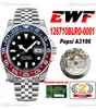 EWF GMT PEPSI 12671 A3186 Automatisk herrklocka Rödblå keramik Bezel Black Dial 904L Steel Jubileesteel Armband Super Edition Puretime B2