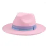 Cappelli di berretti per donne Fedora Felted Band Fedora Solid Bianco Bianco inverno Panama Abito da esterno Cappello Feel Magni Sombreros de Mujer