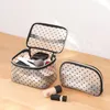 Love Heart Clear Makeup Bags Mesh Cosmetic Bag Borse da viaggio portatili con cerniera per accessori per l'home office Borse per cosmetici